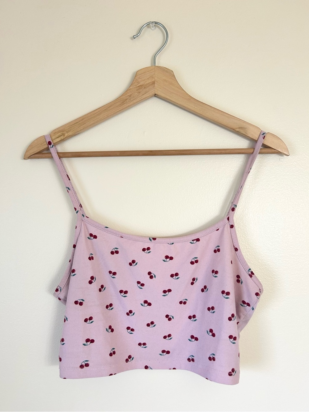 Ardene Pink Cherry Print Cropped Cami Tank Top | Medium